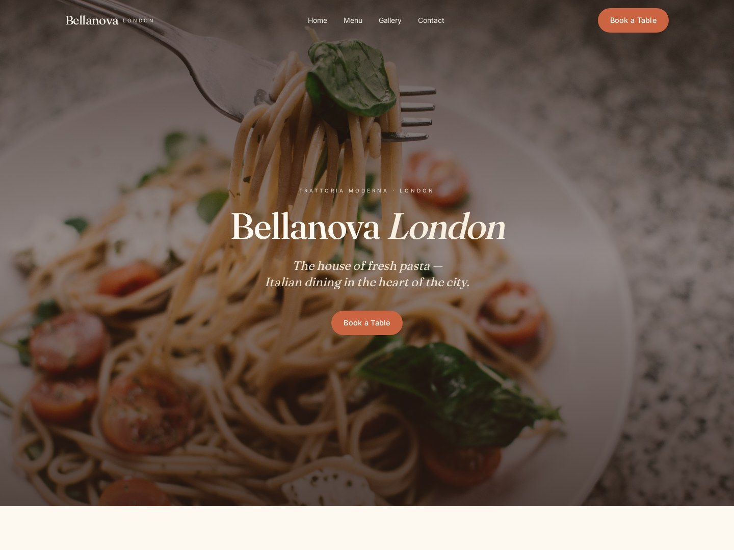 Bellanova — Restaurant Website concept website homepage