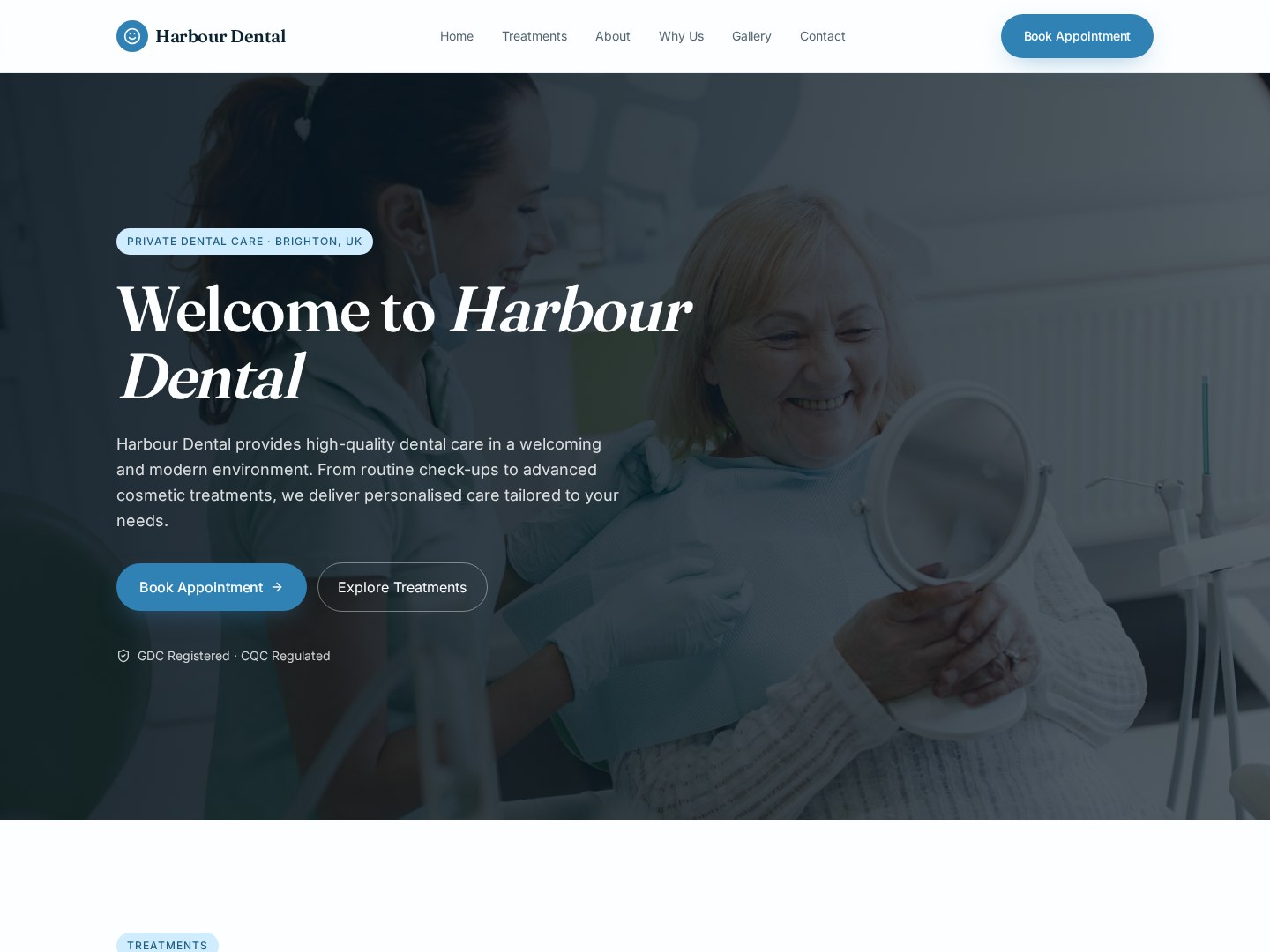 Harbour Dental — Dental Practice Website concept website homepage